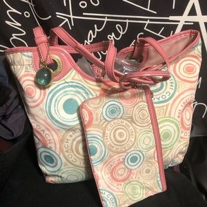 Coach RARE Beach Bag with Matching Wristlet